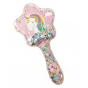 Spazzola districante unicorno a forma di stella con coriandoli all\'interno