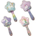 Spazzola districante unicorno a forma di stella con coriandoli all\'interno