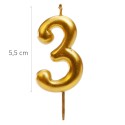 Candela di compleanno color oro numero 3