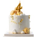 Candela di compleanno color oro con il numero 4