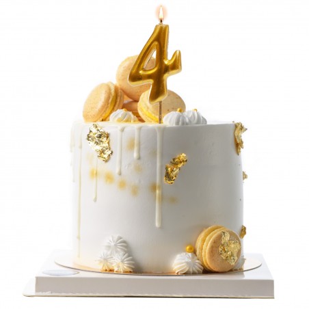 Candela di compleanno color oro con il numero 4