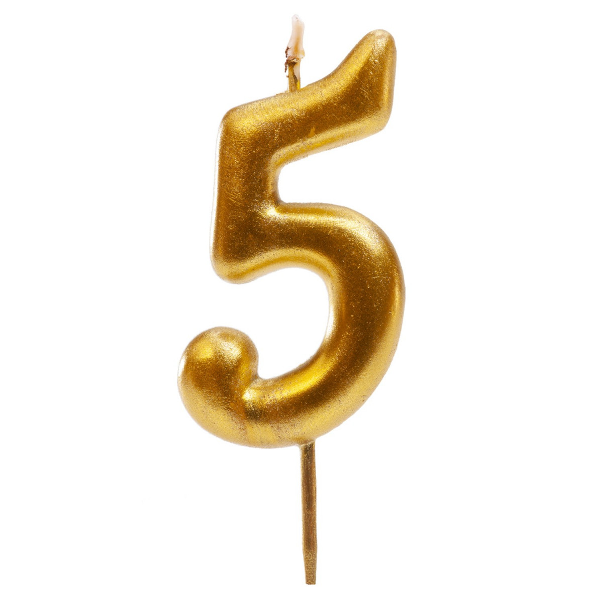 Candela di compleanno color oro con il numero 5