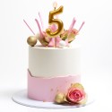 Candela di compleanno color oro con il numero 5