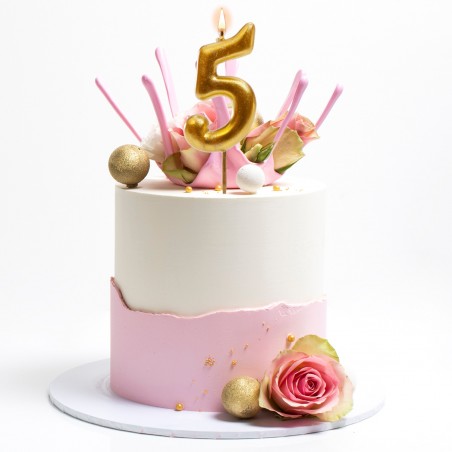 Candela di compleanno color oro con il numero 5