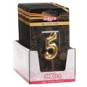 Candela di compleanno color oro con il numero 5