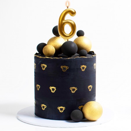 Candela di compleanno color oro con il numero 6