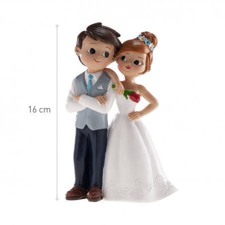 Figura di torta nuziale sposi con fiore rosso