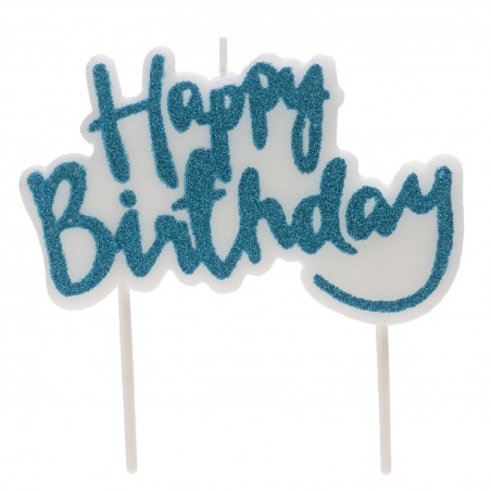 Candela di compleanno happy birthday di colore blu