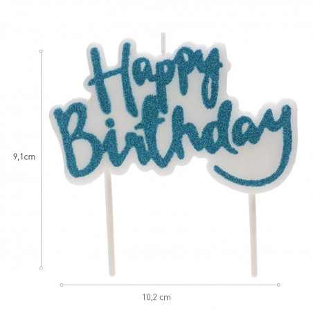 Candela di compleanno happy birthday di colore blu