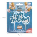 Candela di compleanno happy birthday di colore blu