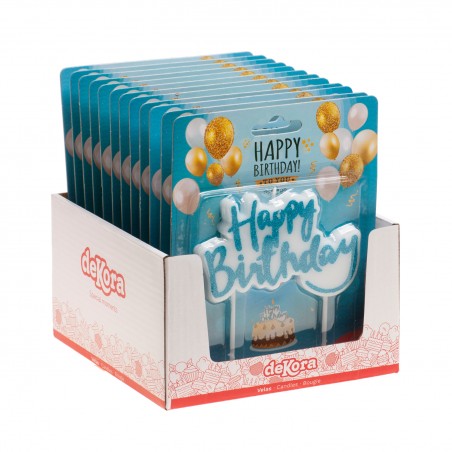 Candela di compleanno happy birthday di colore blu
