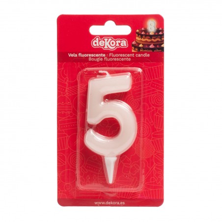 Candela fluorescente per compleanno numero 5