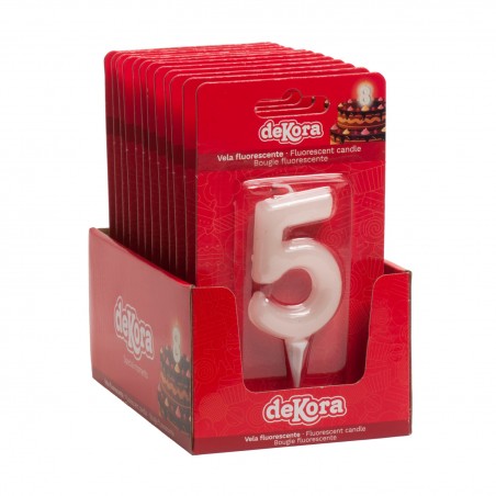 Candela fluorescente per compleanno numero 5