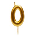 Candela di compleanno color oro con il numero 0