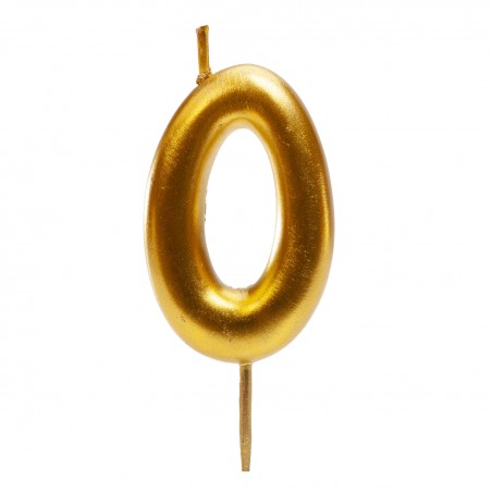 Candela di compleanno color oro con il numero 0