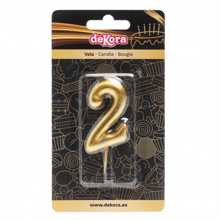 Candela numero 2 dorata Brillio ed eleganza per la tua torta