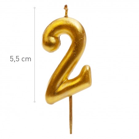 Candela numero 2 dorata Brillio ed eleganza per la tua torta