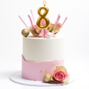 Candela di compleanno numero 8 in colore dorato