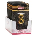 Candela di compleanno numero 8 in colore dorato