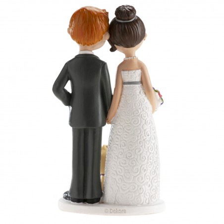Figura di torta matrimonio sposi con cagnolino
