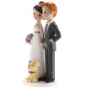 Figura di torta matrimonio sposi con cagnolino