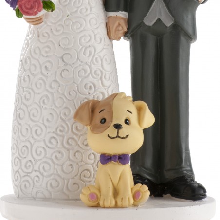 Figura di torta matrimonio sposi con cagnolino