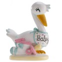 Figura per torta cicogna per battesimo o baby shower