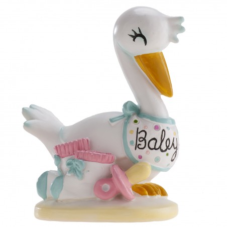 Figura per torta cicogna per battesimo o baby shower