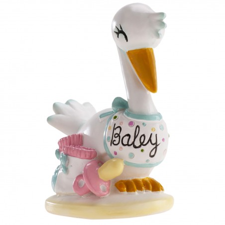 Figura per torta cicogna per battesimo o baby shower
