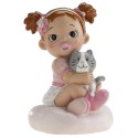 Figura di torta per battesimo bambina con gattino