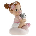 Figura di torta per battesimo bambina con gattino