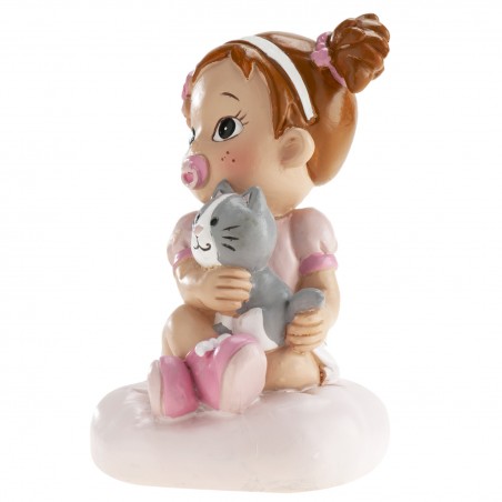 Figura di torta per battesimo bambina con gattino