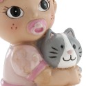 Figura di torta per battesimo bambina con gattino