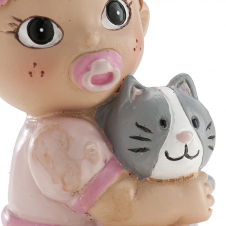 Figura di torta per battesimo bambina con gattino