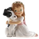 Figura di torta comunione ragazza con cagnolino