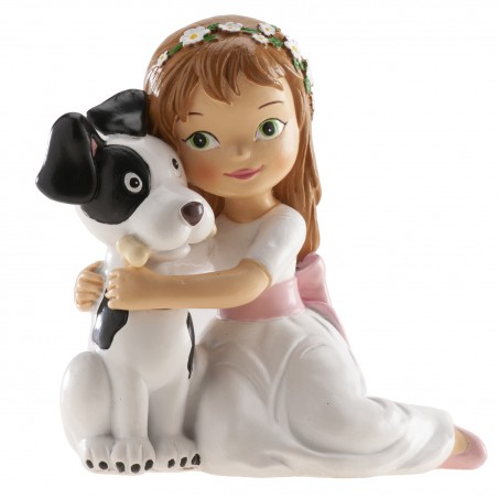 Figura di torta comunione ragazza con cagnolino