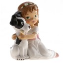 Figura di torta comunione ragazza con cagnolino