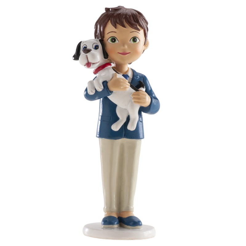 Figura di torta bambino comunione con cagnolino