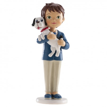 Figura di torta bambino comunione con cagnolino