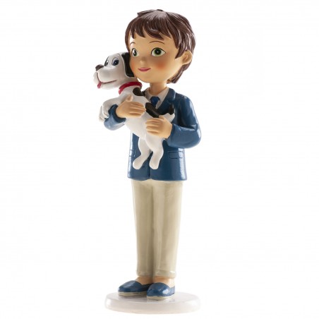 Figura di torta bambino comunione con cagnolino