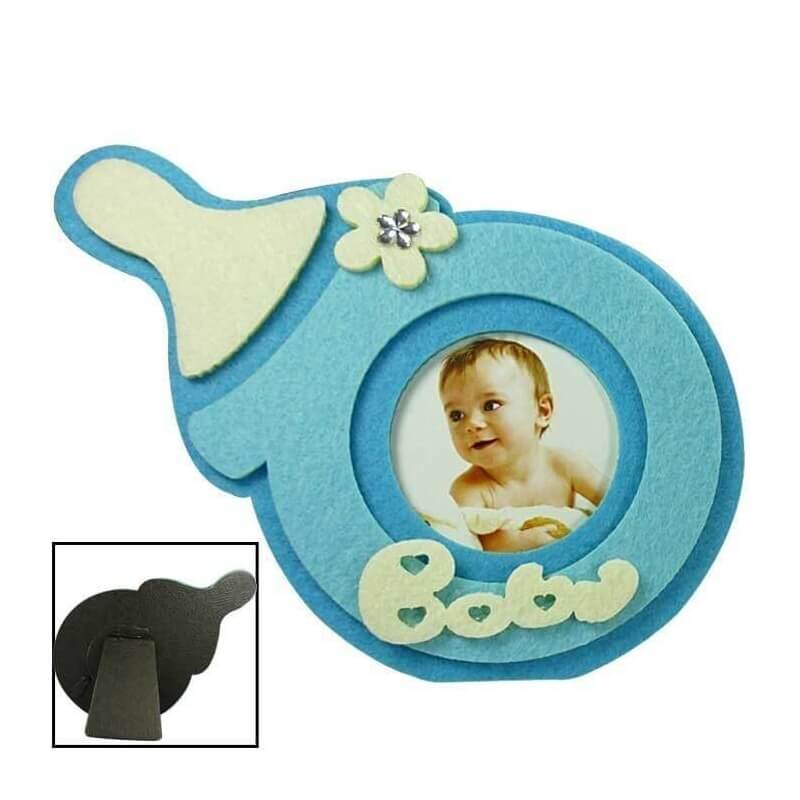 Cornice fotografica in feltro per dettagli del battesimo bambino