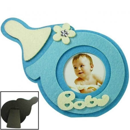Cornice fotografica in feltro per dettagli del battesimo bambino