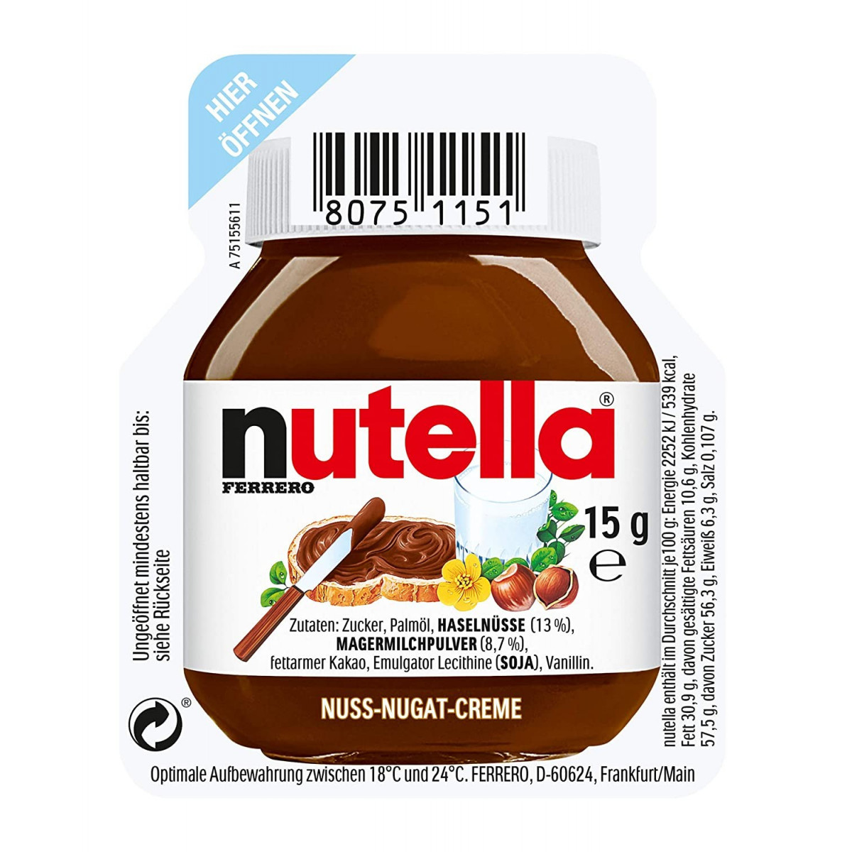 Mini Nutella 15 Grammi Per 1 Servizio