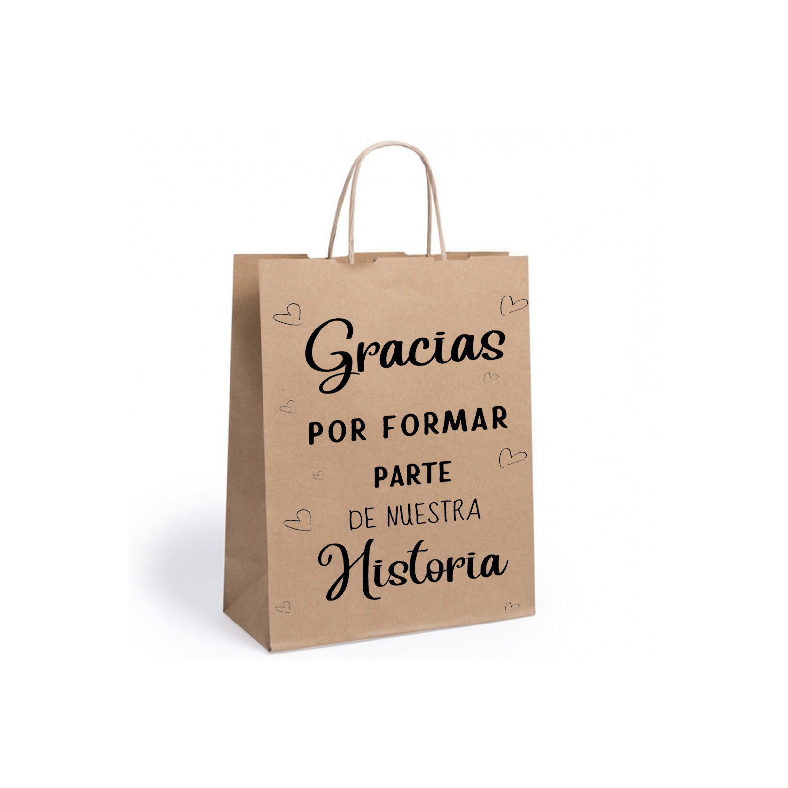 Borsa kraft con frase grazie per far parte della nostra storia