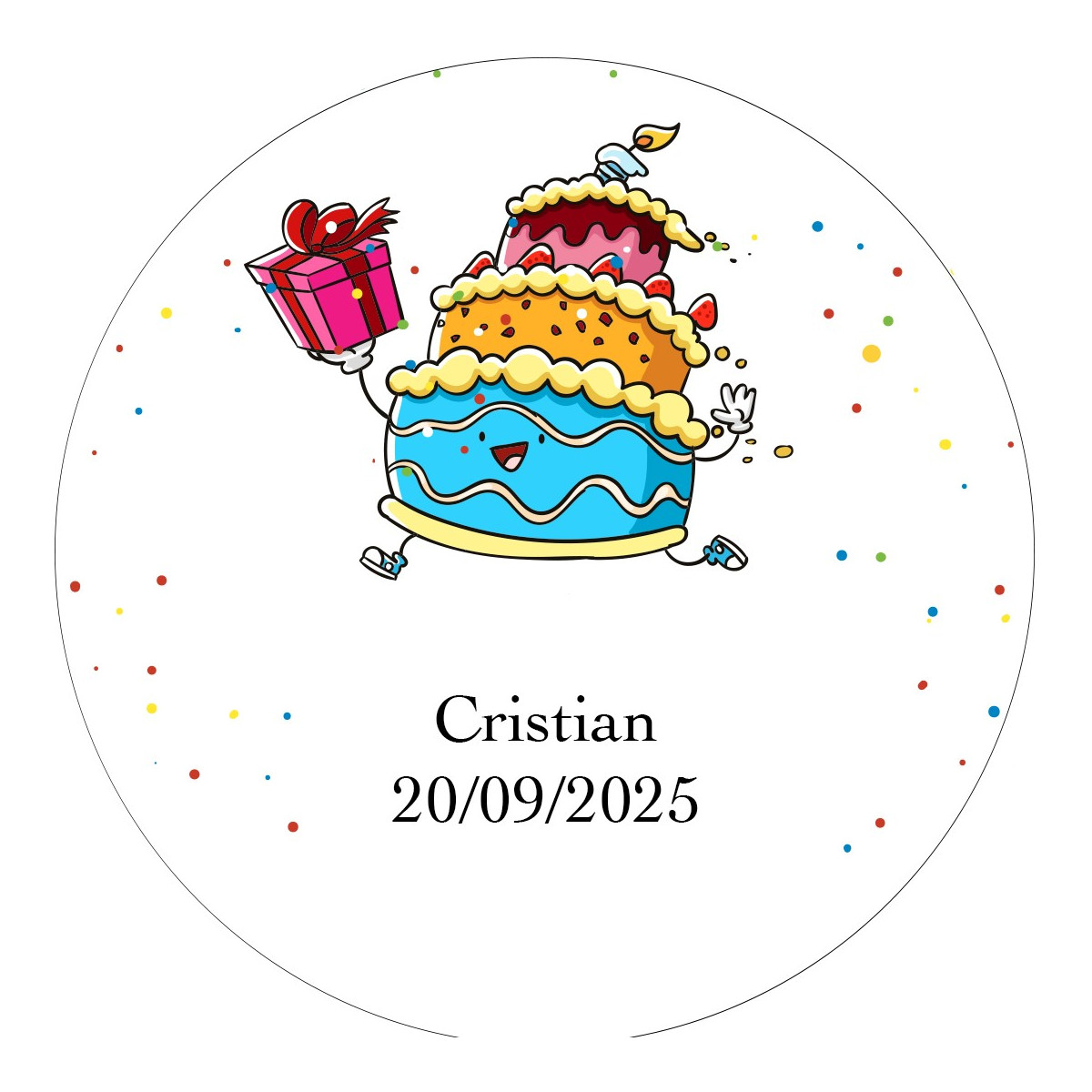 Adesivo personalizzato compleanno di 3 cm