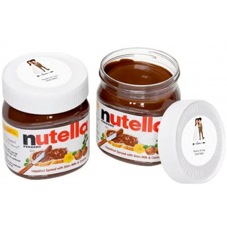 Nutella 25 grammi per matrimoni personalizzati con adesivo da 3 cm