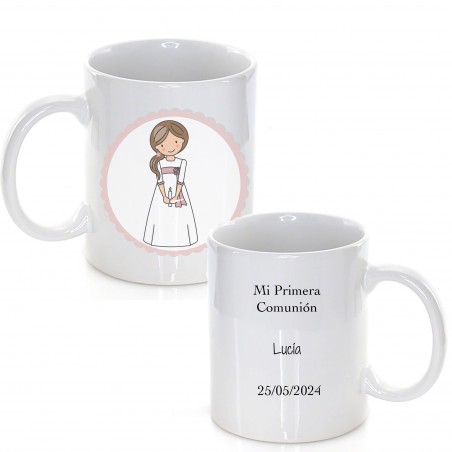 Tazza per la comunione personalizzata per bambine con frase e nome