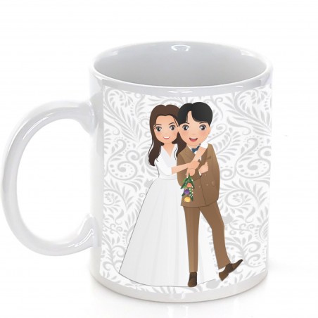 Tazza da matrimonio personalizzata con frase, nome e data
