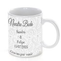 Tazza da matrimonio personalizzata con frase, nome e data