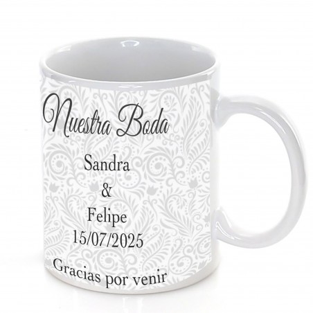 Tazza da matrimonio personalizzata con frase, nome e data